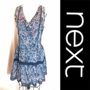 Blue Floral Cotton Dress, UK14 US10